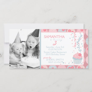 Cartão com fotos de Convite para Rapariga querido