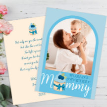 Cartão com fotos de Dia de as mães de Cupcake Blue