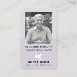 Cartão com fotos de Dove do Memorial Funeral