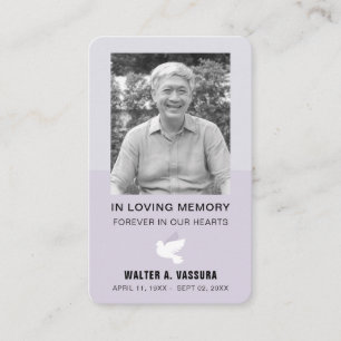 Cartão com fotos de Dove do Memorial Funeral