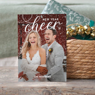 Cartão com fotos de Feliz ano novo alegre girado