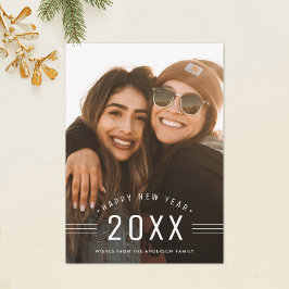 Cartão com fotos de Feliz ano novo minimalista