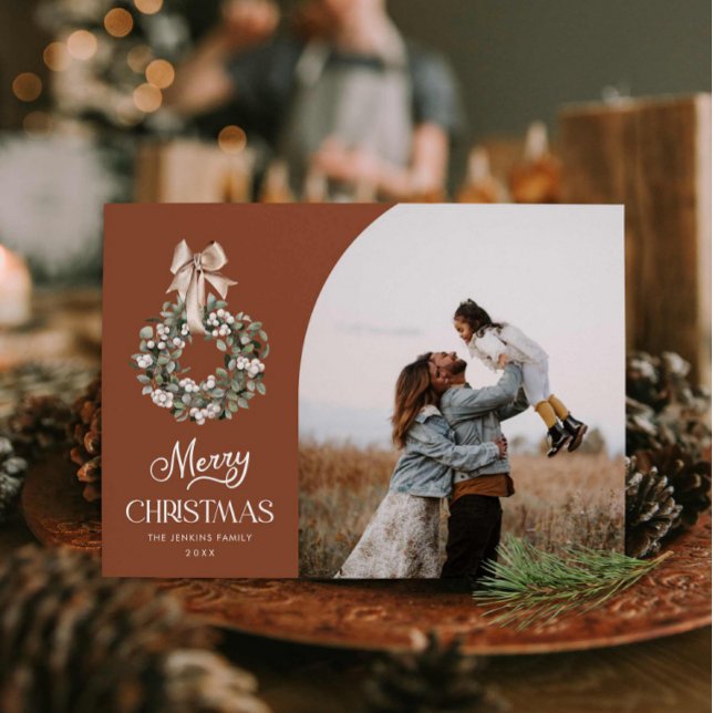 Cartão com fotos de Feliz Natal Elegante (Elegant Merry Christmas One Photo Card)