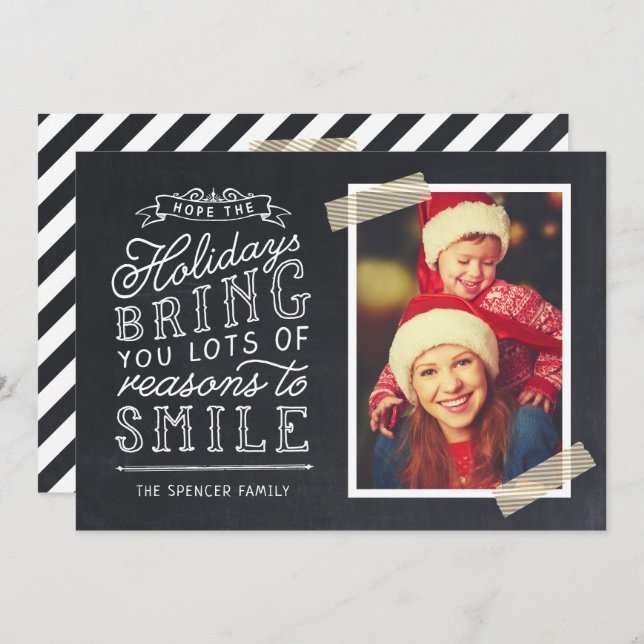 Cartão com fotos de Feriado com Letra de Quadro Ch (Frente/Verso)