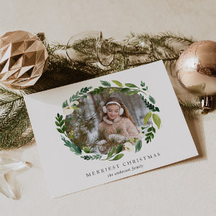 Cartão com fotos de Feriado de Alabaster Wreath