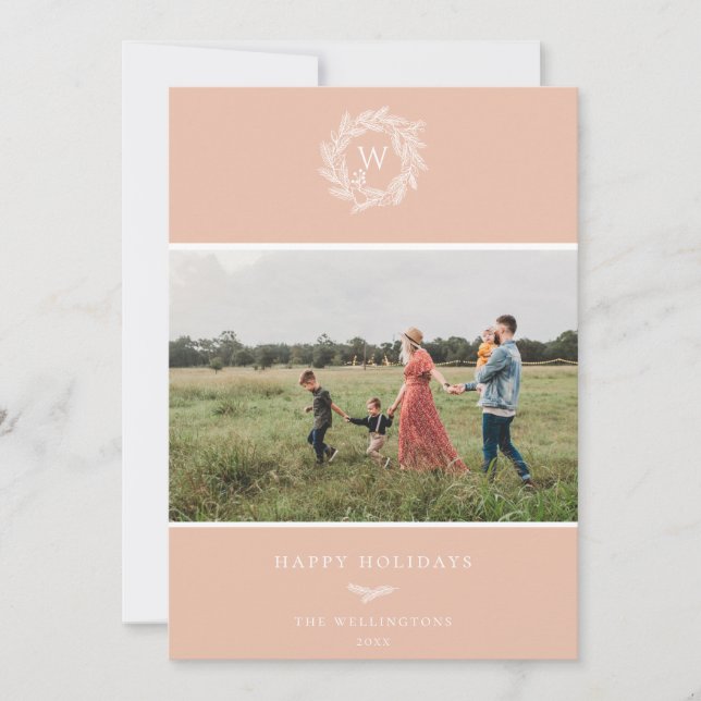 Cartão com fotos de Feriado de inverno Monograma,  (Frente)