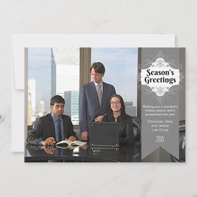 Cartão com fotos de Feriado de Negócios de Saudaçõ (Frente)