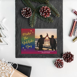 Cartão com fotos de Feriado do Arco-Íris Escuro Yu