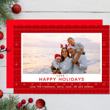 Cartão com fotos de Feriado do Red Nordic Sweater