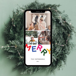 Cartão com fotos de Feriado Joyful Lettering