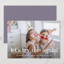 cartão com fotos de Feriado Roxo "Tente Novamente 