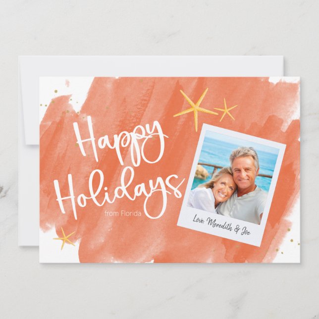 Cartão com fotos de Feriado Tropical de Cores Aquá (Frente)