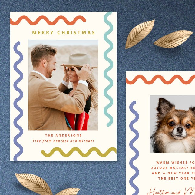 Cartão com fotos de Feriado Único do Modern Squigg (Criador carregado)