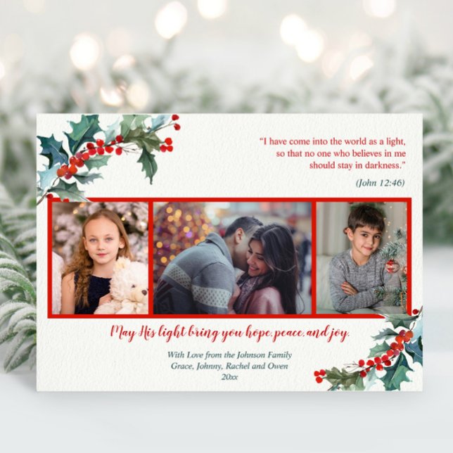 Cartão com fotos de férias com aquarela religiosa (Criador carregado)