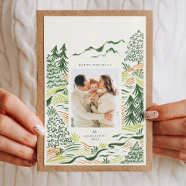 Cartão com fotos de férias das árvores de Natal