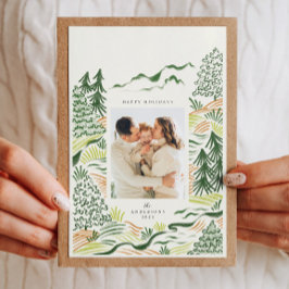 Cartão com fotos de férias das árvores de Natal