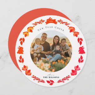 Cartão com fotos de Férias de Ano Novo com Arte Fo