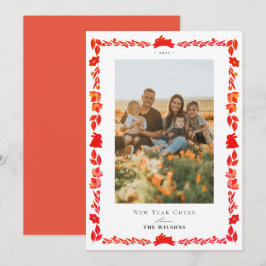 Cartão com fotos de Férias de Ano Novo com Arte Fo