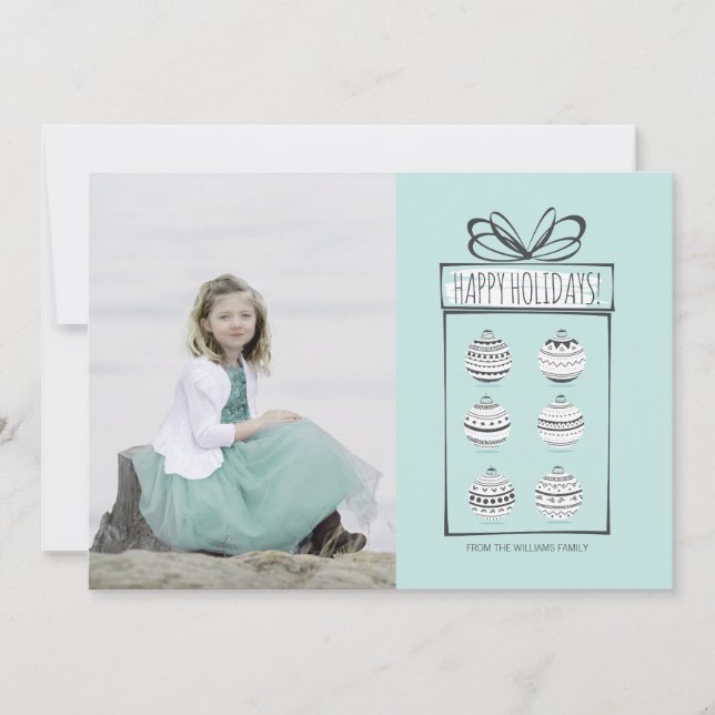 Cartão com fotos de Férias de enfeites de natal (Frente)