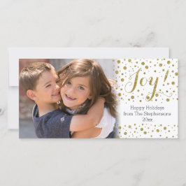 Cartão com fotos de Férias de Joy Confetti Dourado