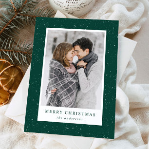 Cartão com fotos de Férias de Neve Verde e Branca