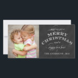 CARTÃO COM FOTOS DE FÉRIAS DO CHALKBOARD 2014<br><div class="desc">2014 MERRY CHRISTMAS CARTÃO COM FOTOS NO TABULEIRO PRETO E CORES BRANCAS COM FONTES DE SCRIPT DE VINTAGEM. PERSONALIZE COM SUA FOTO E NOMES FAMILIARES. ELKE CLARKE © Desejando um Feliz Natal e um Feliz ano novo. CARTÕES DE NATAL FOTO</div>