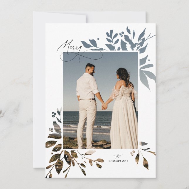 Cartão com fotos de Férias do inverno Verde (Frente)