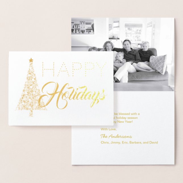 Cartão com fotos de Férias Felizes da Árvore de Na (Exibição)