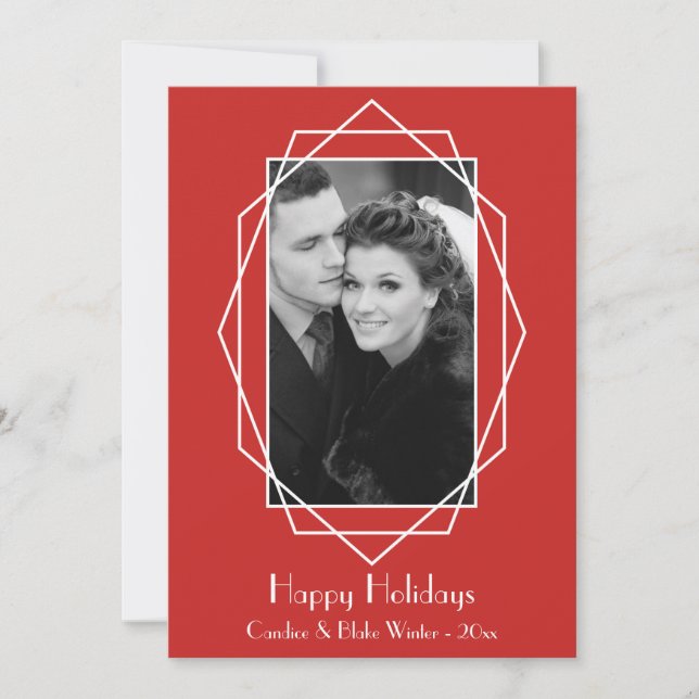 Cartão com fotos de Férias Geométricas Art Deco (Frente)