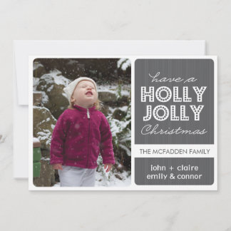 cartão com fotos de Férias 'Holly Jolly' (Graphite