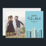Cartão com fotos de Férias Moderno Feliz Hanukkah<br><div class="desc">Personalize o texto personalizado acima. Você pode encontrar itens de coordenação adicionais na nossa coleção "Modern Happy Hanukkah Candles".</div>