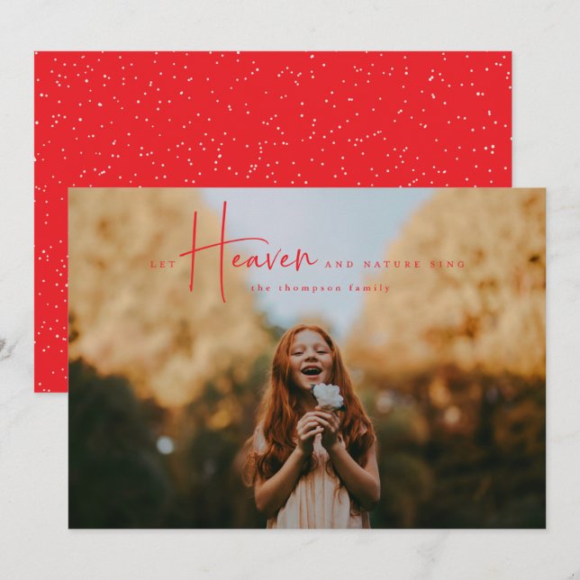 Cartão com fotos de Férias Religiosas Vermelhas Mí (Frente/Verso)