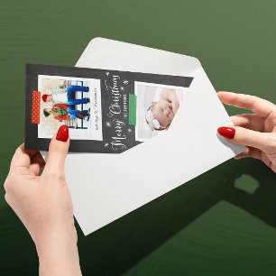 Cartão com fotos de fita e quadro vertical