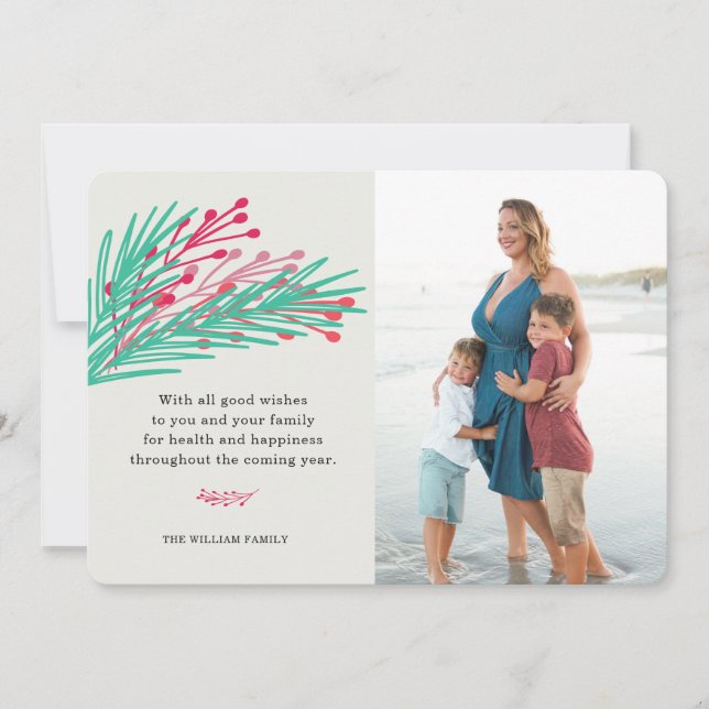 Cartão com fotos de Folhas e Berries (Frente)