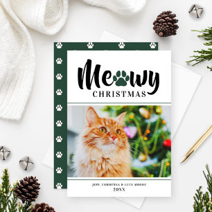 Cartão com fotos de Gato Verde Moderno e Feliz Na