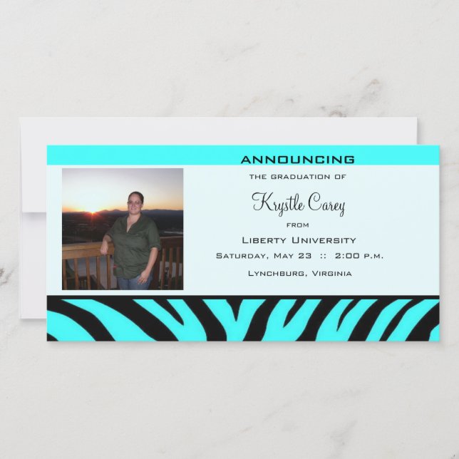 Cartão com fotos de Graduação Aqua Zebra (Frente)