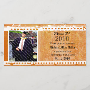 Cartão com fotos de Graduação de Citrus Grunge Lar