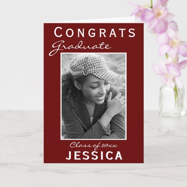 Cartão com fotos de Graduação de Formando de Parab (Orquídea)