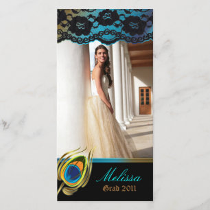 Cartão com fotos de Graduação de Peacock Vertical