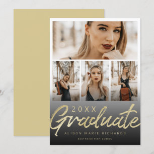 Cartão com fotos de Graduação de Script de Pincel 