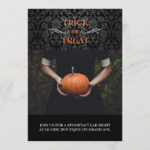 Cartão com fotos de Halloween Black Damask