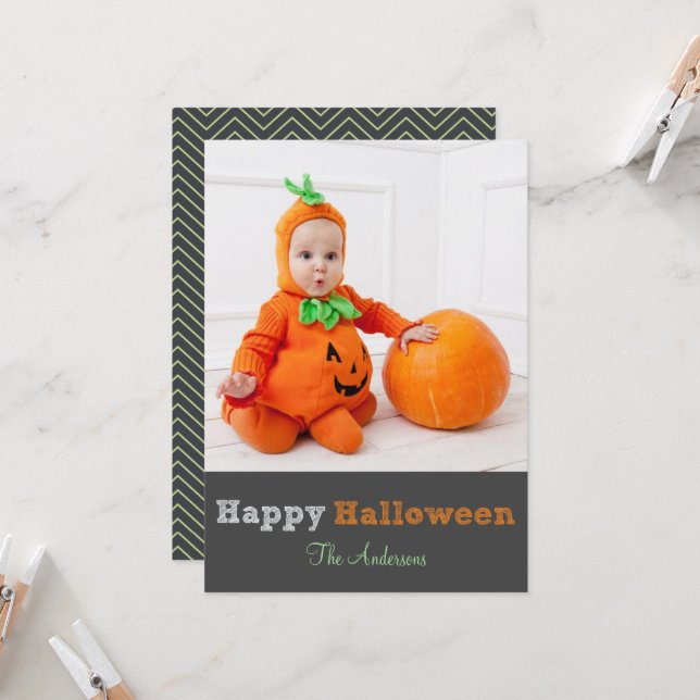 Cartão com fotos de Halloween Personalizado Modern (Frente/Verso In Situ)