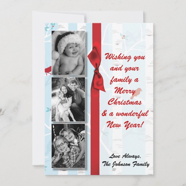 cartão com fotos de inverno XMAS, Árvore de Natal, (Frente)