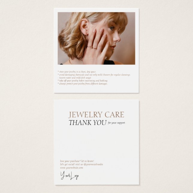Cartão com fotos de Jewelry Care (Frente & Verso)