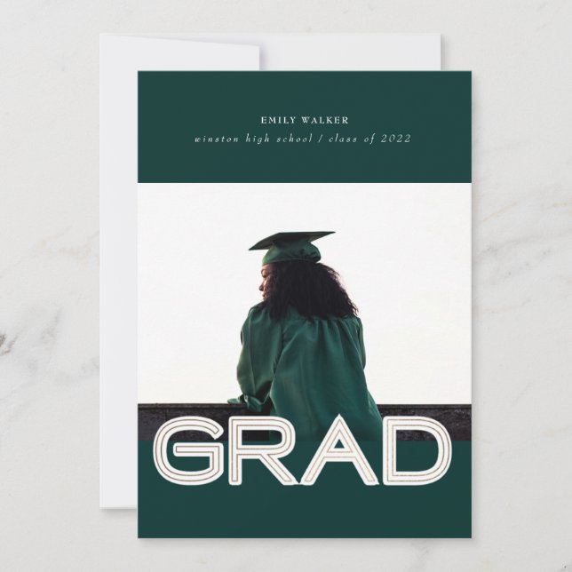 cartão com fotos de lançamento de graduação em neg (Frente)