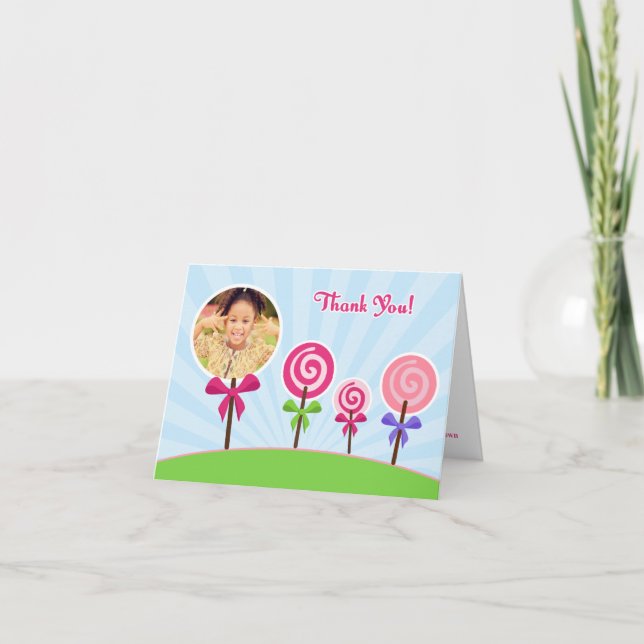 Cartão com fotos De Lollypop Obrigado (Frente)