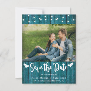 Cartão com fotos de Luzes de Corda de Madeira de B