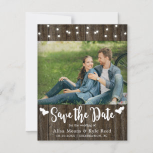 Cartão com fotos de Luzes de Corda de Madeira de B