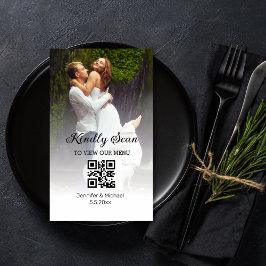cartão com fotos de menu de casamento com código c