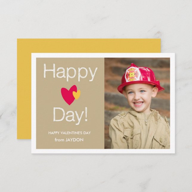 Cartão com fotos de Namorados Feliz Dia do Coração (Frente/Verso)